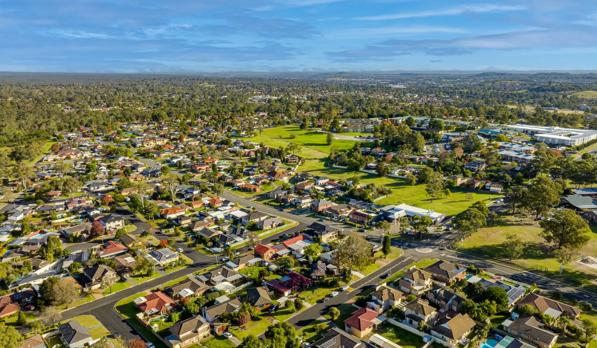 Aerial view of an Australian suburb