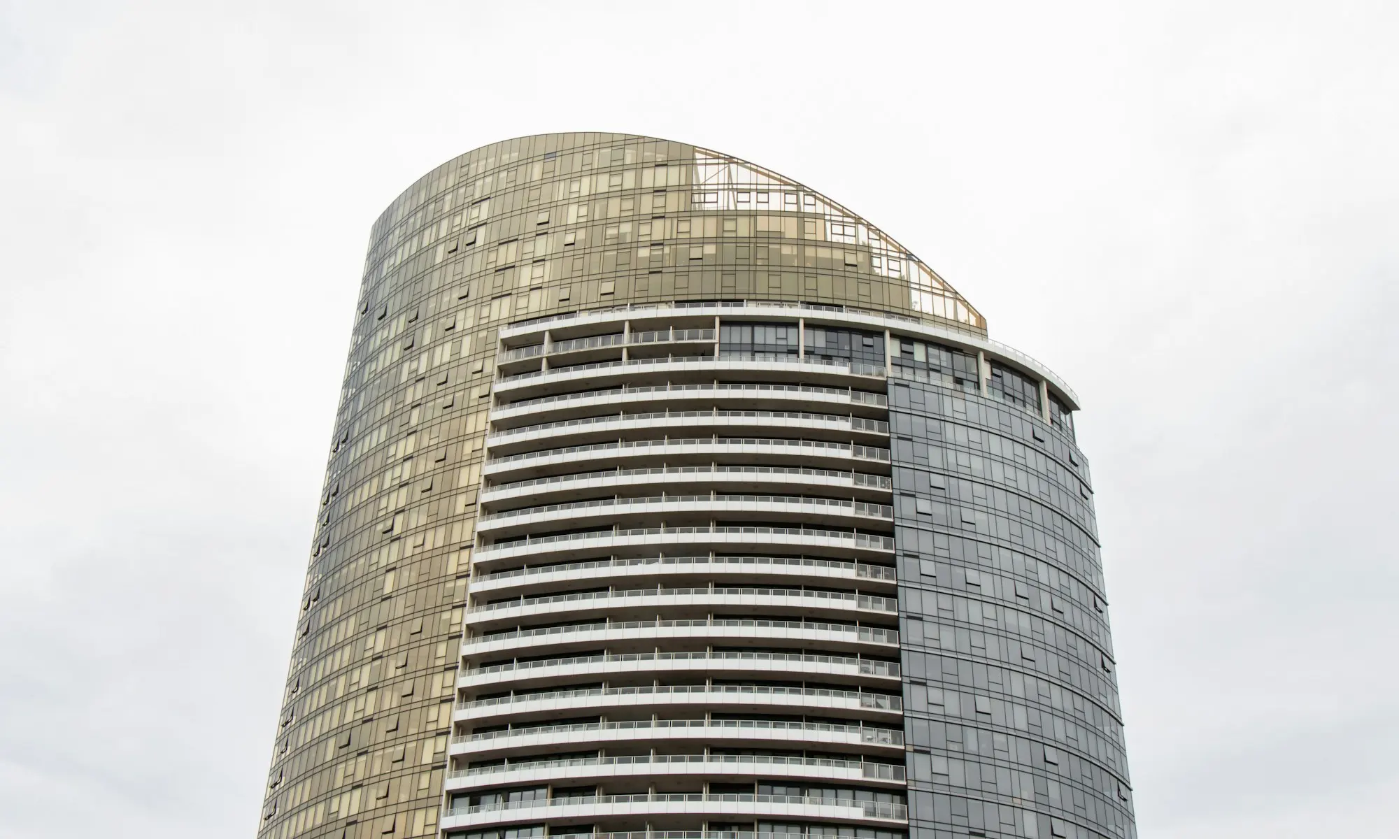 Curved glass office facade