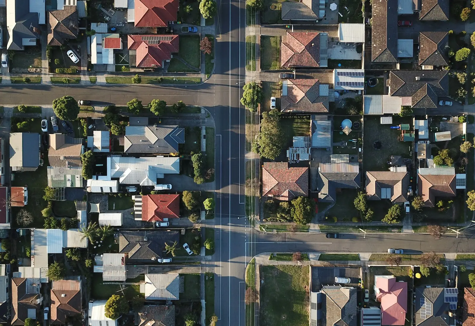 Rooftops of a Melbourne suburb from above